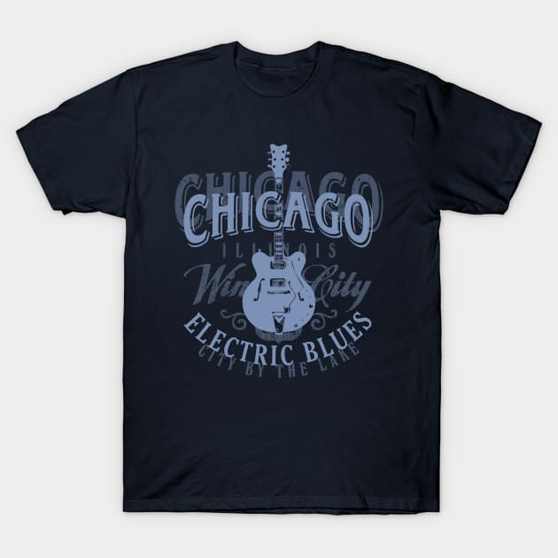 Chicago Electric Blues T-Shirt by Designkix